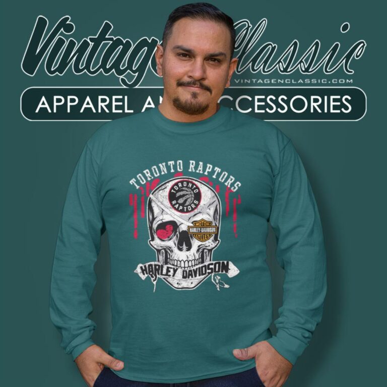 Toronto Raptors Harley Davidson Skull Long Sleeve Tee Toronto Raptors Harley Davidson Skull Long Sleeve Tee