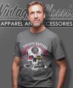 Toronto Raptors Harley Davidson Skull T Shirt