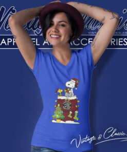 Toronto Raptors Shirt Snoopy And Woodstock Christmas Xmas Tree V Neck TShirt