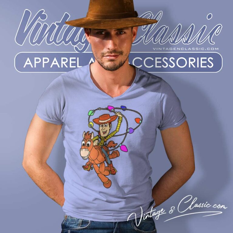 Toy Story Woody Christmas Lights V Neck TShirt Toy Story Woody Christmas Lights V Neck TShirt