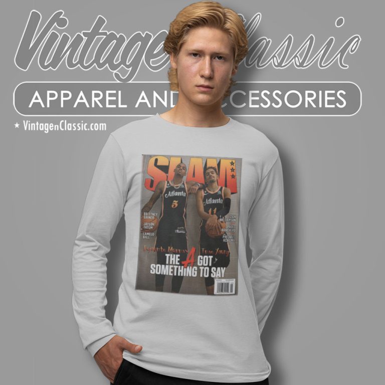 Trae Young And Dejounte Murray Atlanta Hawks Nba Slam Cover Long Sleeve Tee Trae Young And Dejounte Murray Atlanta Hawks Nba Slam Cover Long Sleeve Tee