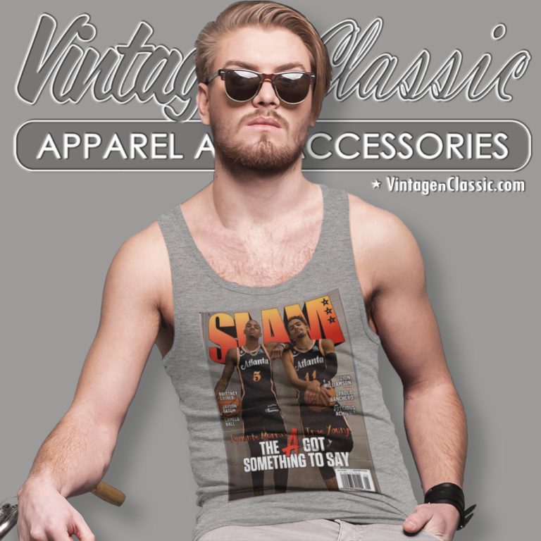 Trae Young And Dejounte Murray Atlanta Hawks Nba Slam Cover Tank Top Racerback Trae Young And Dejounte Murray Atlanta Hawks Nba Slam Cover Tank Top Racerback