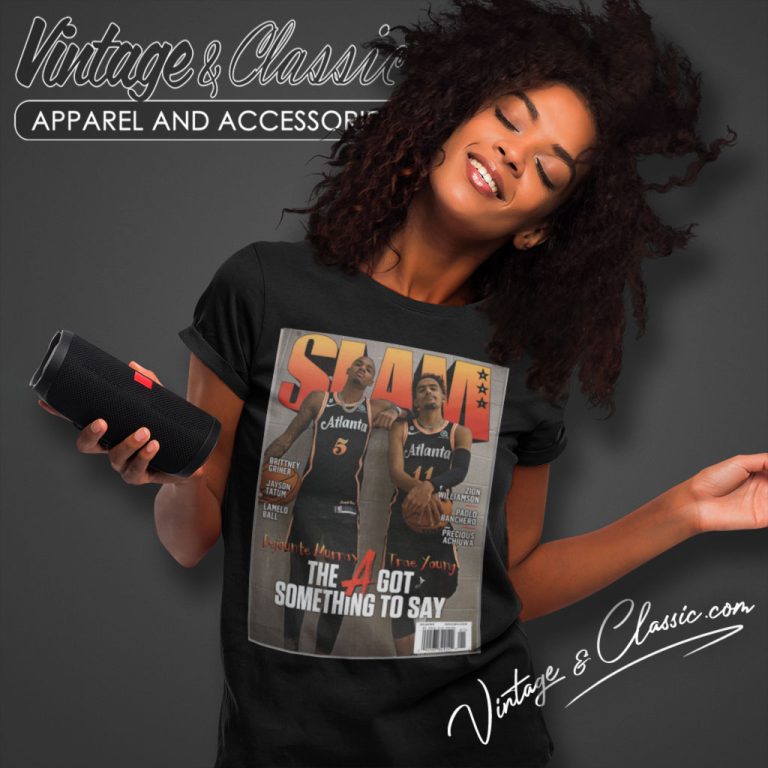 Trae Young And Dejounte Murray Atlanta Hawks Nba Slam Cover Women T Shirt Trae Young And Dejounte Murray Atlanta Hawks Nba Slam Cover Women T Shirt