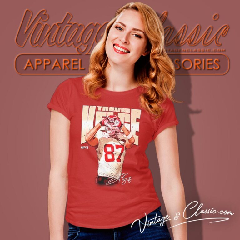 Travis Kelce 87 Kansas City Chiefs Heart Signature Women T Shirt Travis Kelce 87 Kansas City Chiefs Heart Signature Women T Shirt