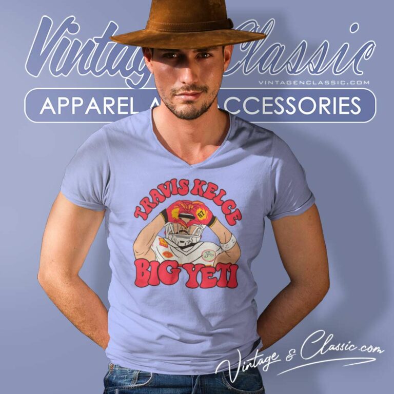 Travis Kelce Big Yeti 87 Football V Neck TShirt 1 Travis Kelce Big Yeti 87 Football V Neck TShirt 1