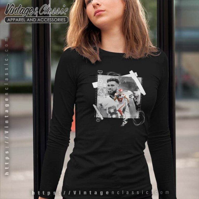 Travis Kelce Football Paper Poster Chiefs 3 Long Sleeve Tee Travis Kelce Football Paper Poster Chiefs 3 Long Sleeve Tee