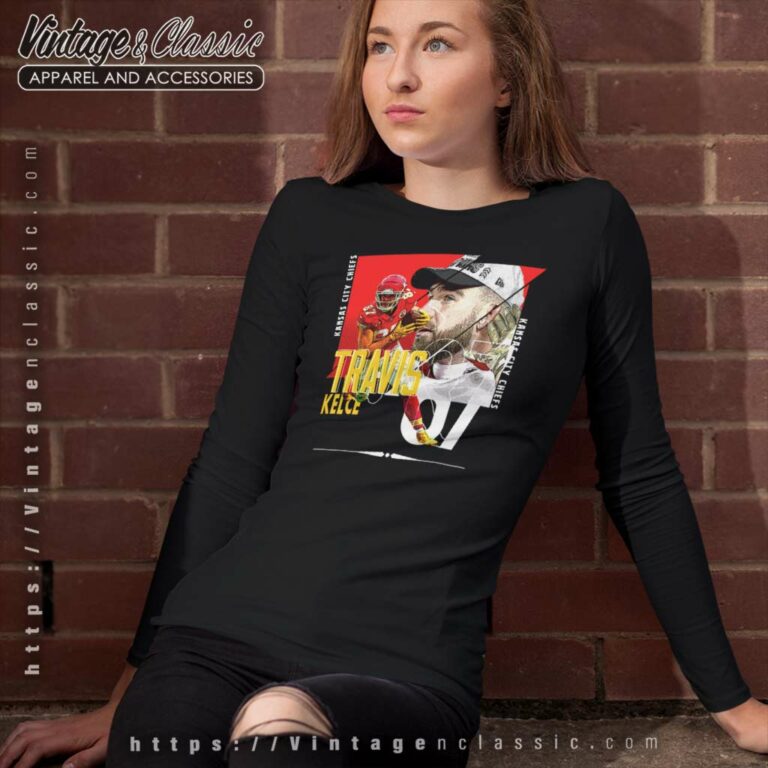 Travis Kelce Football Paper Poster Chiefs 4 Long Sleeve Tee Travis Kelce Football Paper Poster Chiefs 4 Long Sleeve Tee