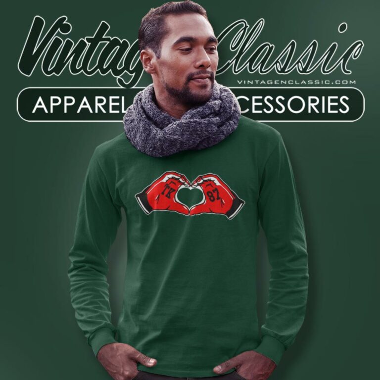 Travis Kelce Kansas City Chiefs Heart Hands Long Sleeve Tee Travis Kelce Kansas City Chiefs Heart Hands Long Sleeve Tee