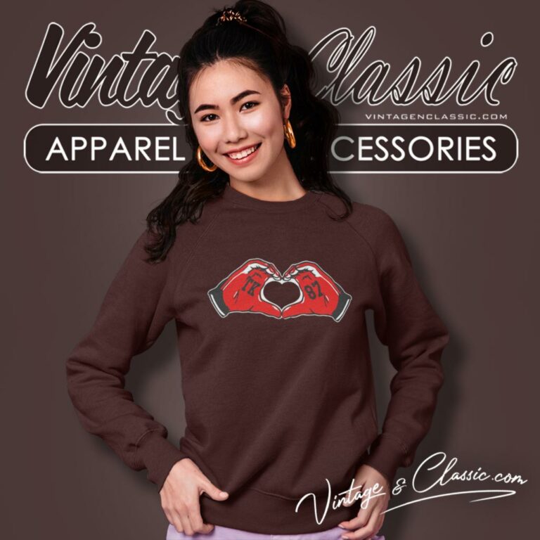 Travis Kelce Kansas City Chiefs Heart Hands Sweatshirt Travis Kelce Kansas City Chiefs Heart Hands Sweatshirt