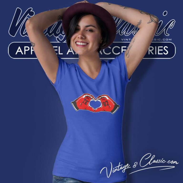 Travis Kelce Kansas City Chiefs Heart Hands V Neck TShirt Travis Kelce Kansas City Chiefs Heart Hands V Neck TShirt