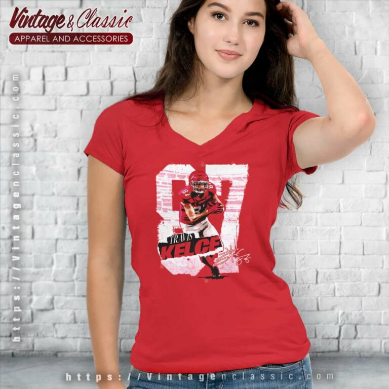 Travis Kelce Kansas City Rough V Neck TShirt Travis Kelce Kansas City Rough V Neck TShirt