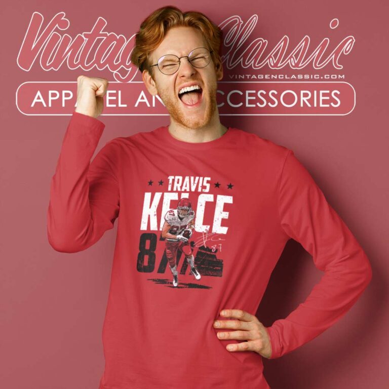 Travis Kelce Signature Kansas City Chiefs Long Sleeve Tee Travis Kelce Signature Kansas City Chiefs Long Sleeve Tee