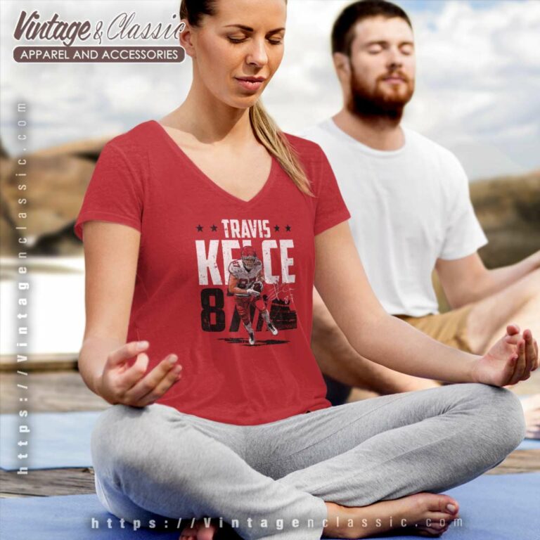 Travis Kelce Signature Kansas City Chiefs V Neck TShirt Travis Kelce Signature Kansas City Chiefs V Neck TShirt
