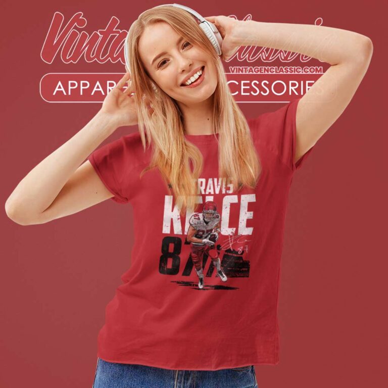 Travis Kelce Signature Kansas City Chiefs Women TShirt Travis Kelce Signature Kansas City Chiefs Women TShirt
