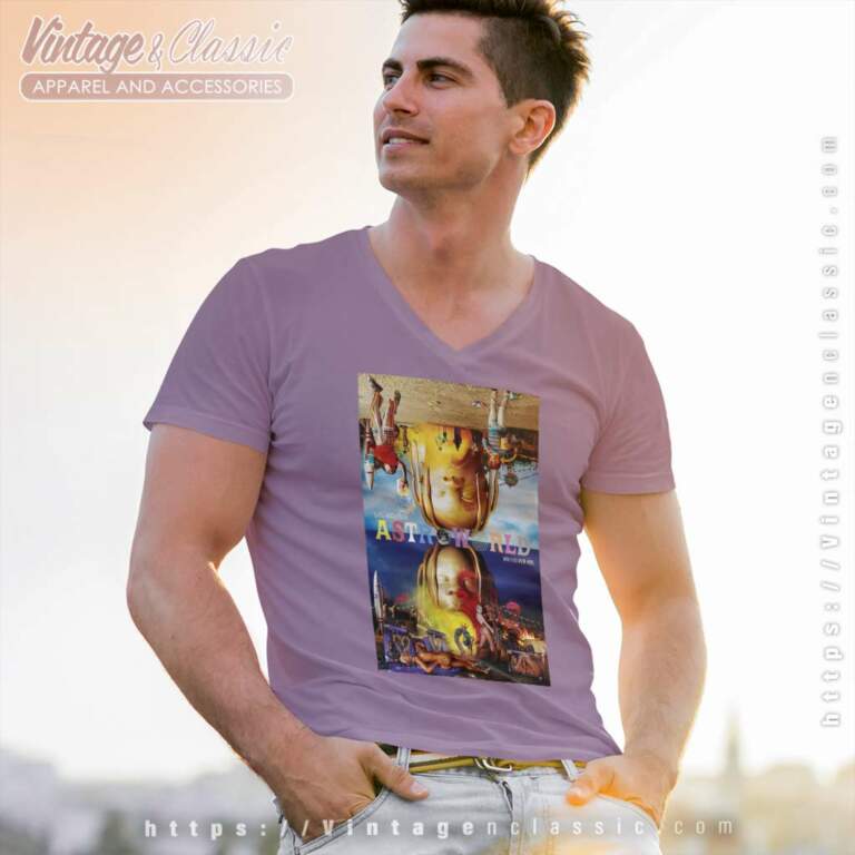 Travis Scott Poster Astroworld V Neck TShirt Travis Scott Poster Astroworld V Neck TShirt