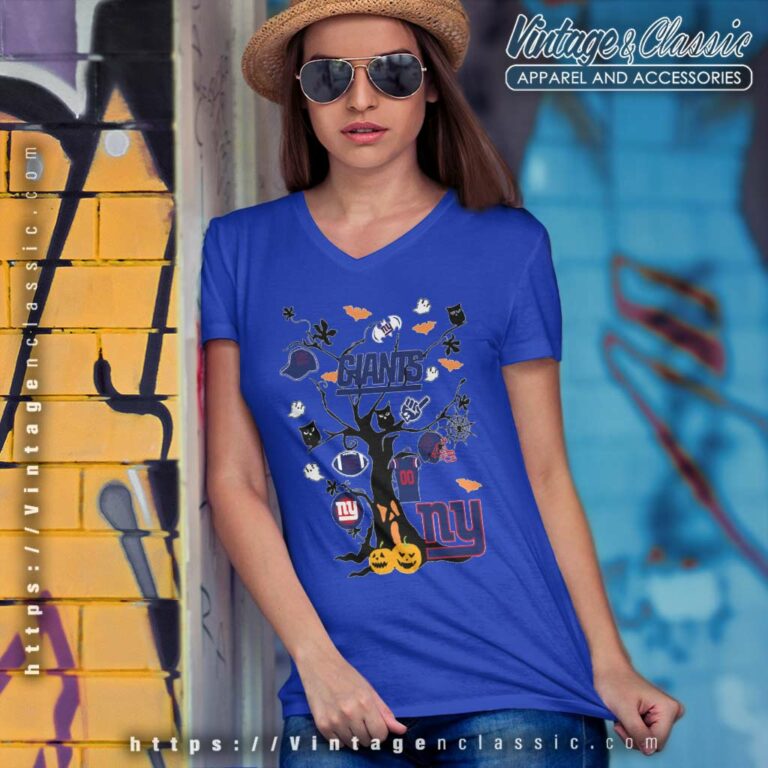 Tree Halloween New York Giants V Neck TShirt Tree Halloween New York Giants V Neck TShirt
