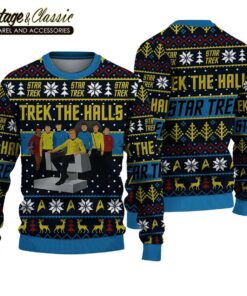Trek the Halls Star Trek Sweatshirt Ugly Christmas Sweater