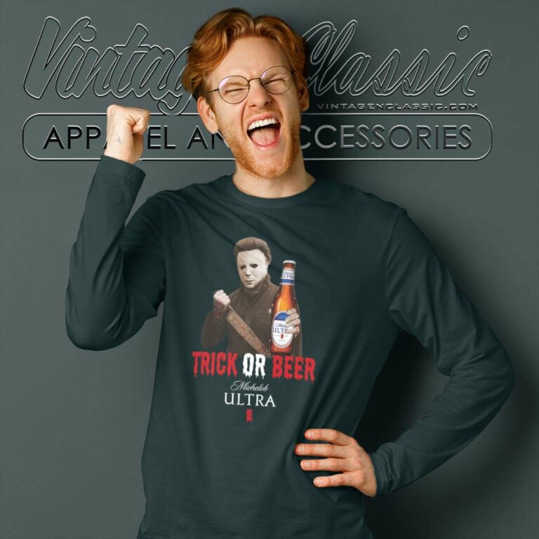Trick Or Beer Michelob Michael Myers Long Sleeve Tee Trick Or Beer Michelob Michael Myers Long Sleeve Tee
