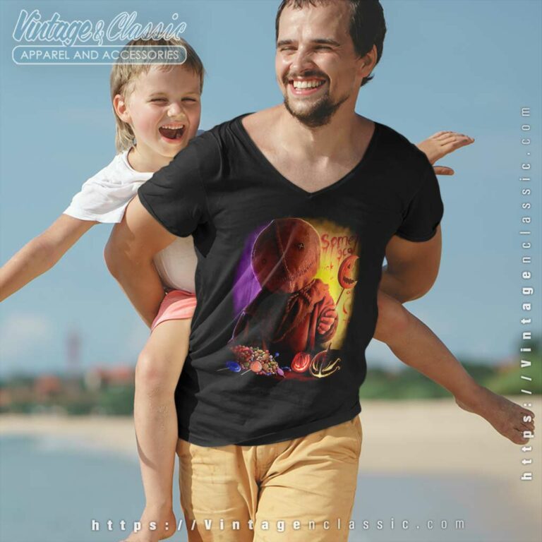 Trick R Treat Sam Halloween V Neck TShirt Trick R Treat Sam Halloween V Neck TShirt