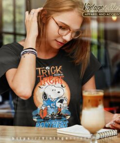 Trick Treat Snoopy Teams Carolina Panthers Women TShirt