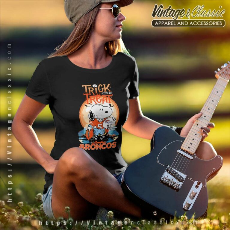 Trick Treat Snoopy Teams Denver Broncos Women TShirt Trick Treat Snoopy Teams Denver Broncos Women TShirt