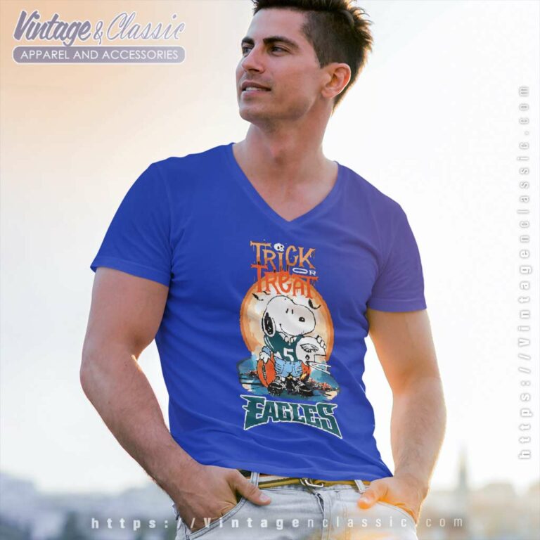 Trick Treat Snoopy Teams Philadelphia Eagles Nfl V Neck TShirt Trick Treat Snoopy Teams Philadelphia Eagles Nfl V Neck TShirt