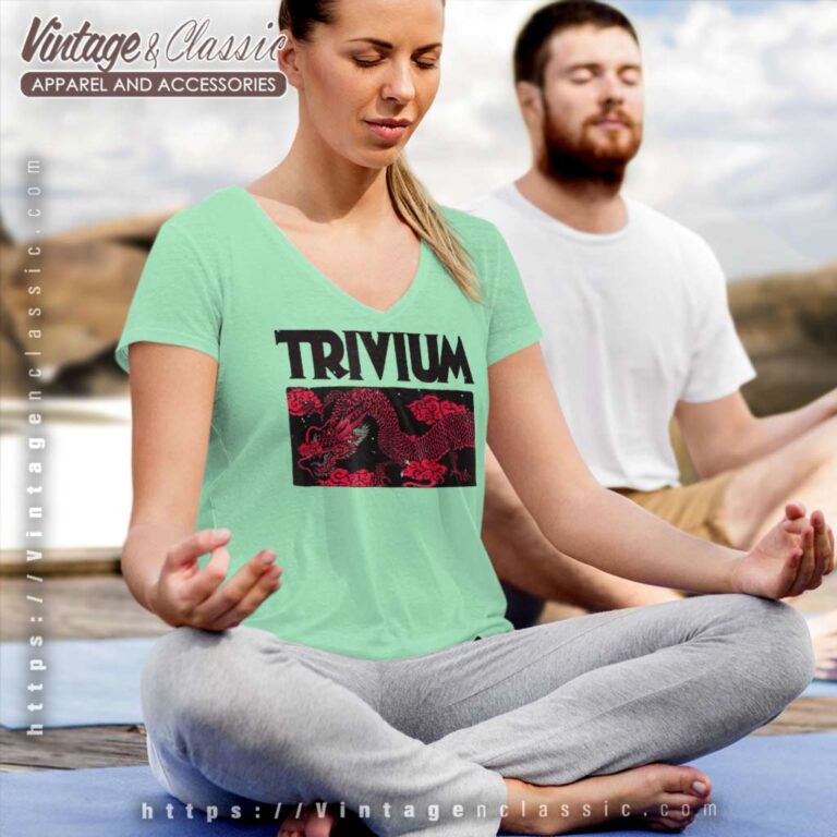 Trivium Double Dragon V Neck TShirt Trivium Double Dragon V Neck TShirt