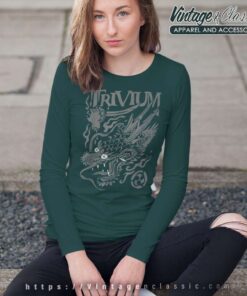 Trivium Screaming Dragon Black And White Shirt 6 Trivium Screaming Dragon Black And White Long Sleeve Tee