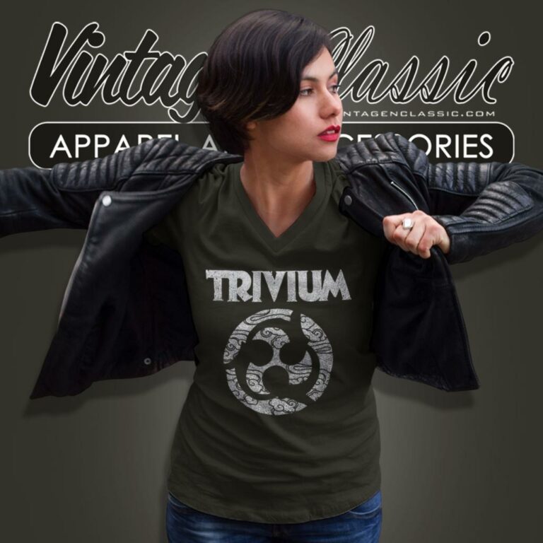 Trivium Swirl Logo V Neck TShirt Trivium Swirl Logo V Neck TShirt