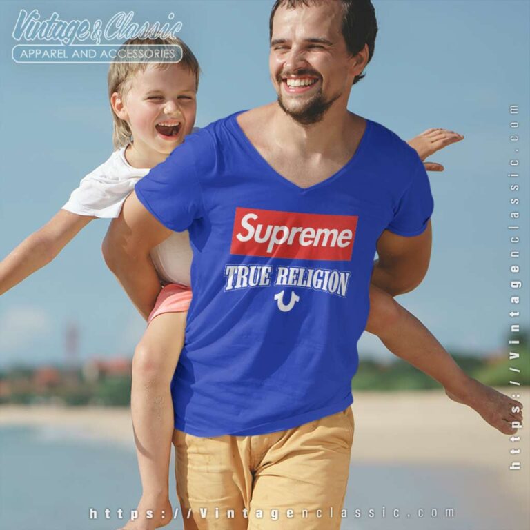 True Religion X Supreme Collaboration Logo V Neck TShirt True Religion X Supreme Collaboration Logo V Neck TShirt