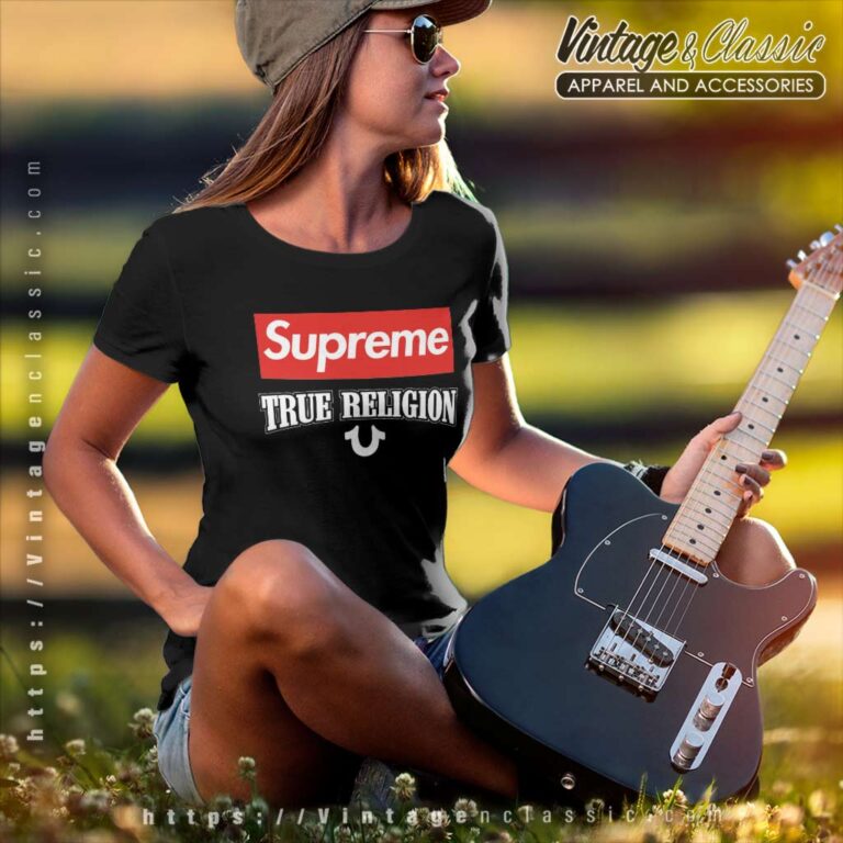 True Religion X Supreme Collaboration Logo Women TShirt True Religion X Supreme Collaboration Logo Women TShirt