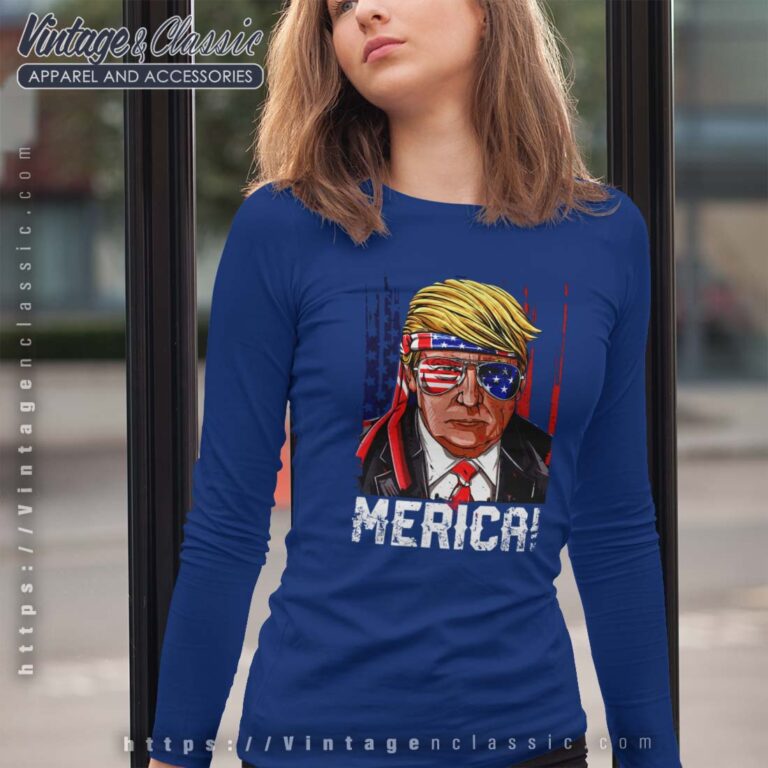 Trump 4th of July Merica Shirt USA American Flag Longsleeves Trump 4th of July Merica Shirt USA American Flag Longsleeves