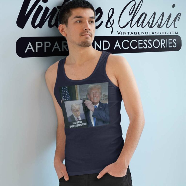 Trump Holds Up Shirt Never Surrender Tank Top Racerback Trump Holds Up Shirt Never Surrender Tank Top Racerback