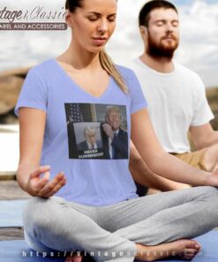 Trump Holds Up Shirt Never Surrender V Neck TShirt