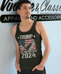 Trump Take America Back 2024 Bald Eagle And Usa Flag Tank Top Racerback