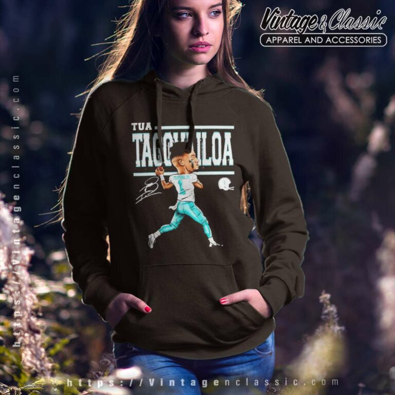 Tua Tagovailoa Cartoon Signature Hoodie Tua Tagovailoa Cartoon Signature Hoodie