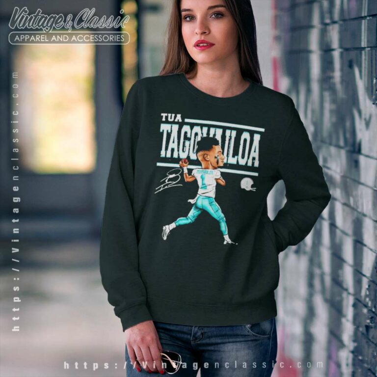 Tua Tagovailoa Cartoon Signature Sweatshirt Tua Tagovailoa Cartoon Signature Sweatshirt