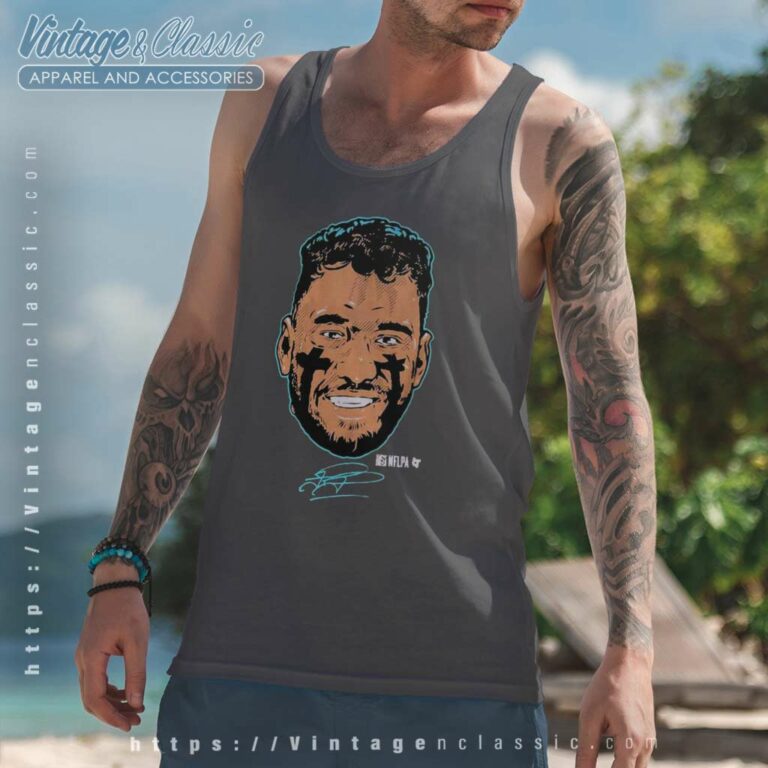 Tua Tagovailoa Miami Dolphins Swag Head Signature Tank Top Racerback Tua Tagovailoa Miami Dolphins Swag Head Signature Tank Top Racerback