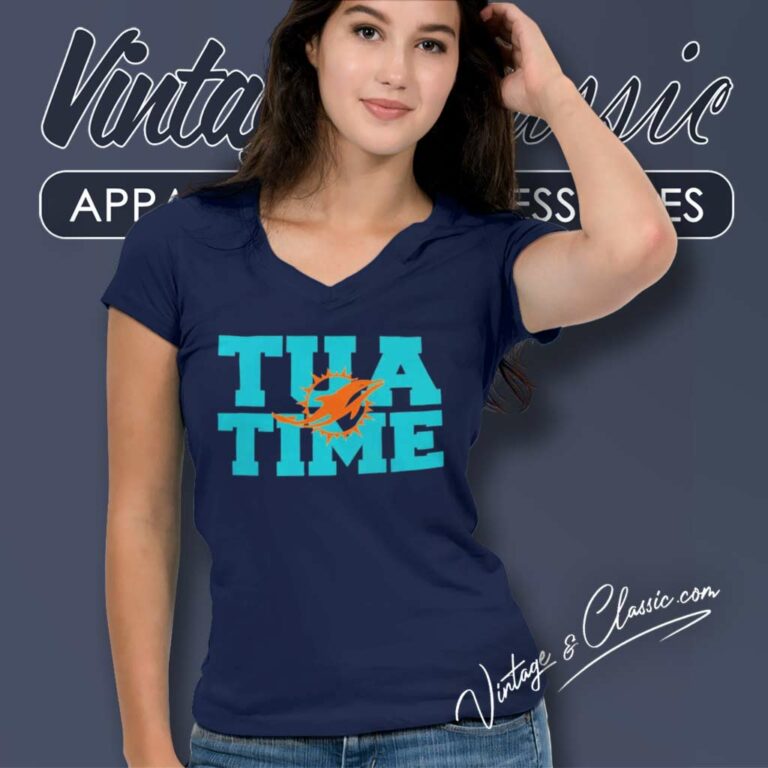 Tua Time Dolphins Football Logo 2024 V Neck TShirt Tua Time Dolphins Football Logo 2024 V Neck TShirt