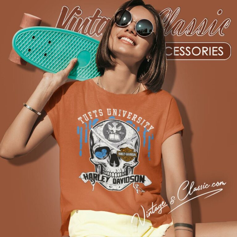Tufts University Harley Davidson Skull Women T Shirt Tufts University Harley Davidson Skull Women T Shirt