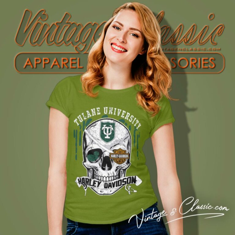 Tulane University Harley Davidson Skull Women T Shirt Tulane University Harley Davidson Skull Women T Shirt