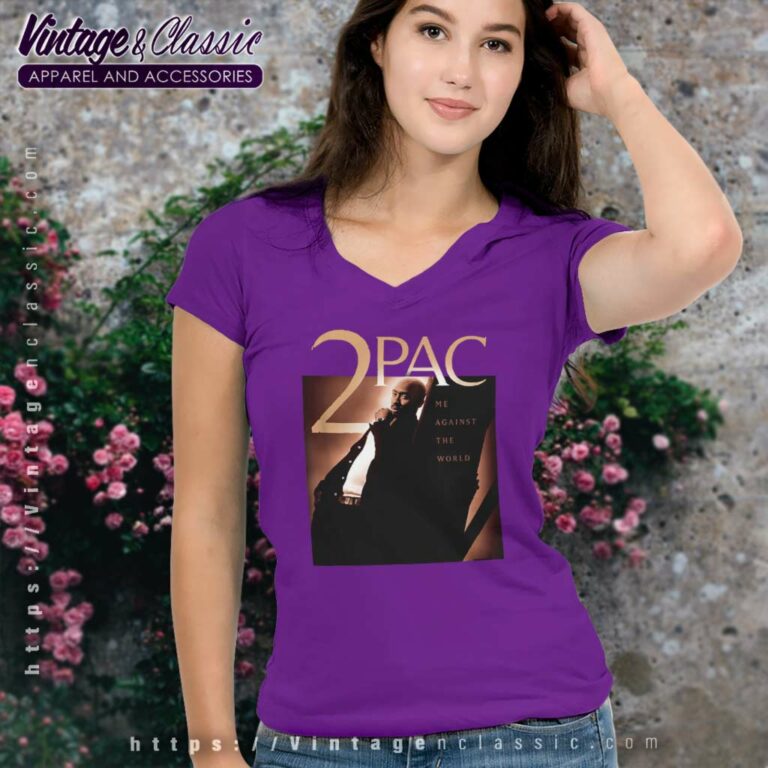 Tupac 2pac Me Against The World V Neck TShirt Tupac 2pac Me Against The World V Neck TShirt