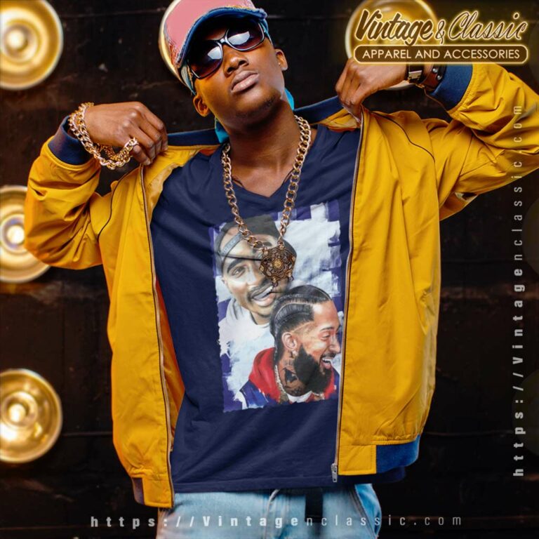 Tupac Shakur And Nipsey Hussle V Neck TShirt Tupac Shakur And Nipsey Hussle V Neck TShirt