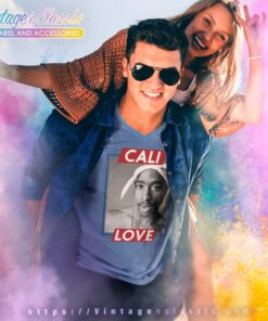 Tupac Shakur Cali Love Hip Hop V Neck TShirt