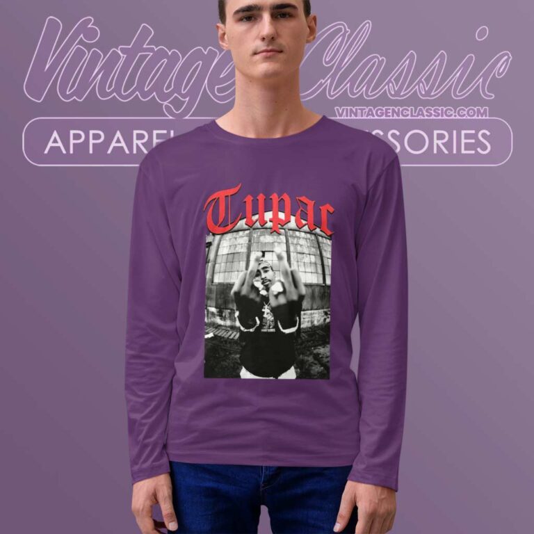Tupac Shakur Shirt Middle Fingers Jumbo Long Sleeve Tee Tupac Shakur Shirt Middle Fingers Jumbo Long Sleeve Tee