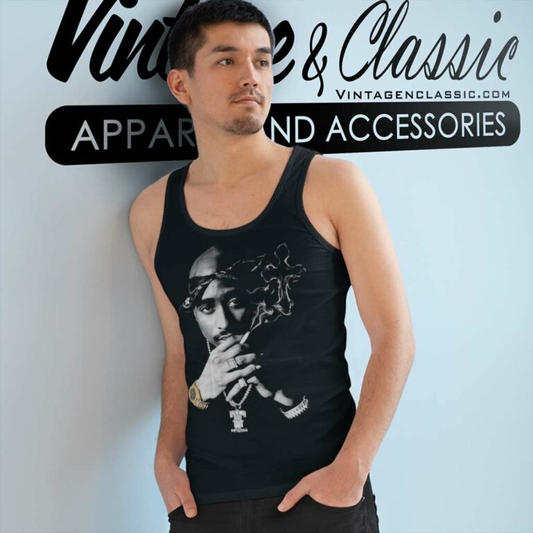Tupac Shakur Smoking Tank Top Racerback Tupac Shakur Smoking Tank Top Racerback