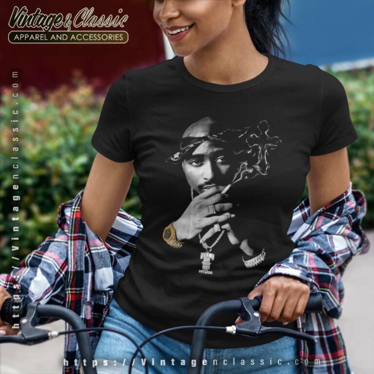 Tupac Shakur Smoking Women TShirt Tupac Shakur Smoking Women TShirt