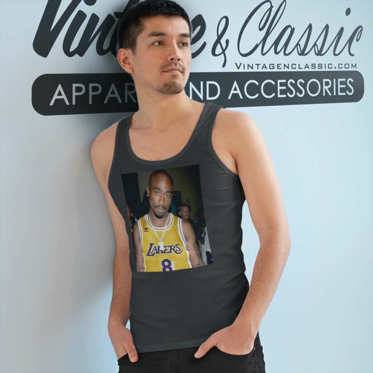 Tupac Wearing Kobe Bryant Jersey Tank Top Racerback Tupac Wearing Kobe Bryant Jersey Tank Top Racerback