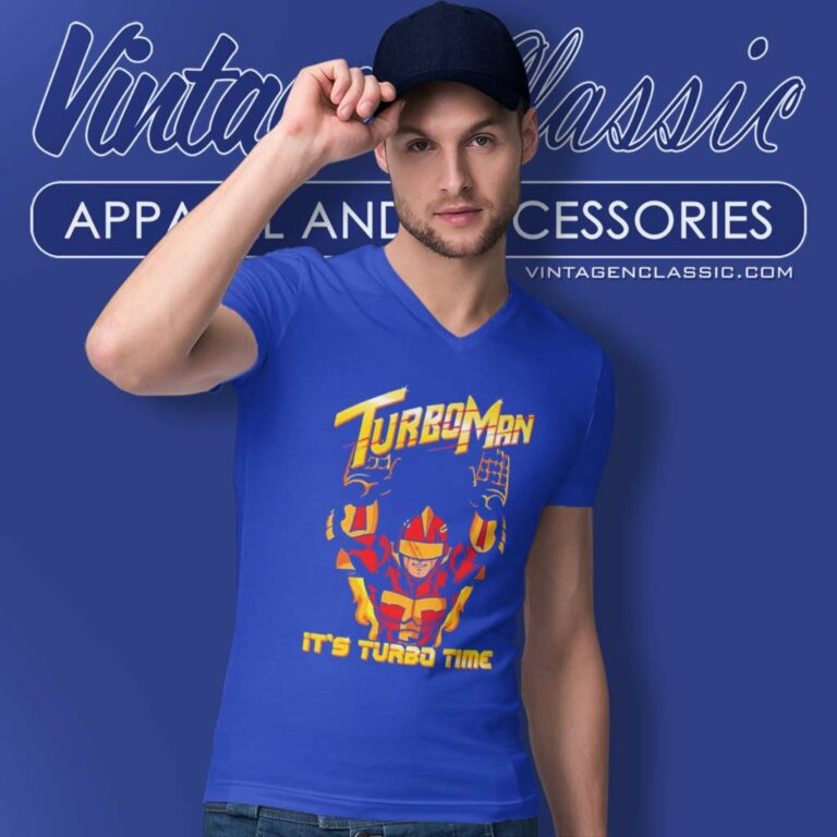 Turbo Man Its Turbo Time V Neck TShirt Turbo Man Its Turbo Time V Neck TShirt