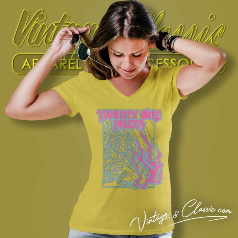 Twenty One Pilots 2022 Trash Flames V Neck TShirt Twenty One Pilots 2022 Trash Flames V Neck TShirt